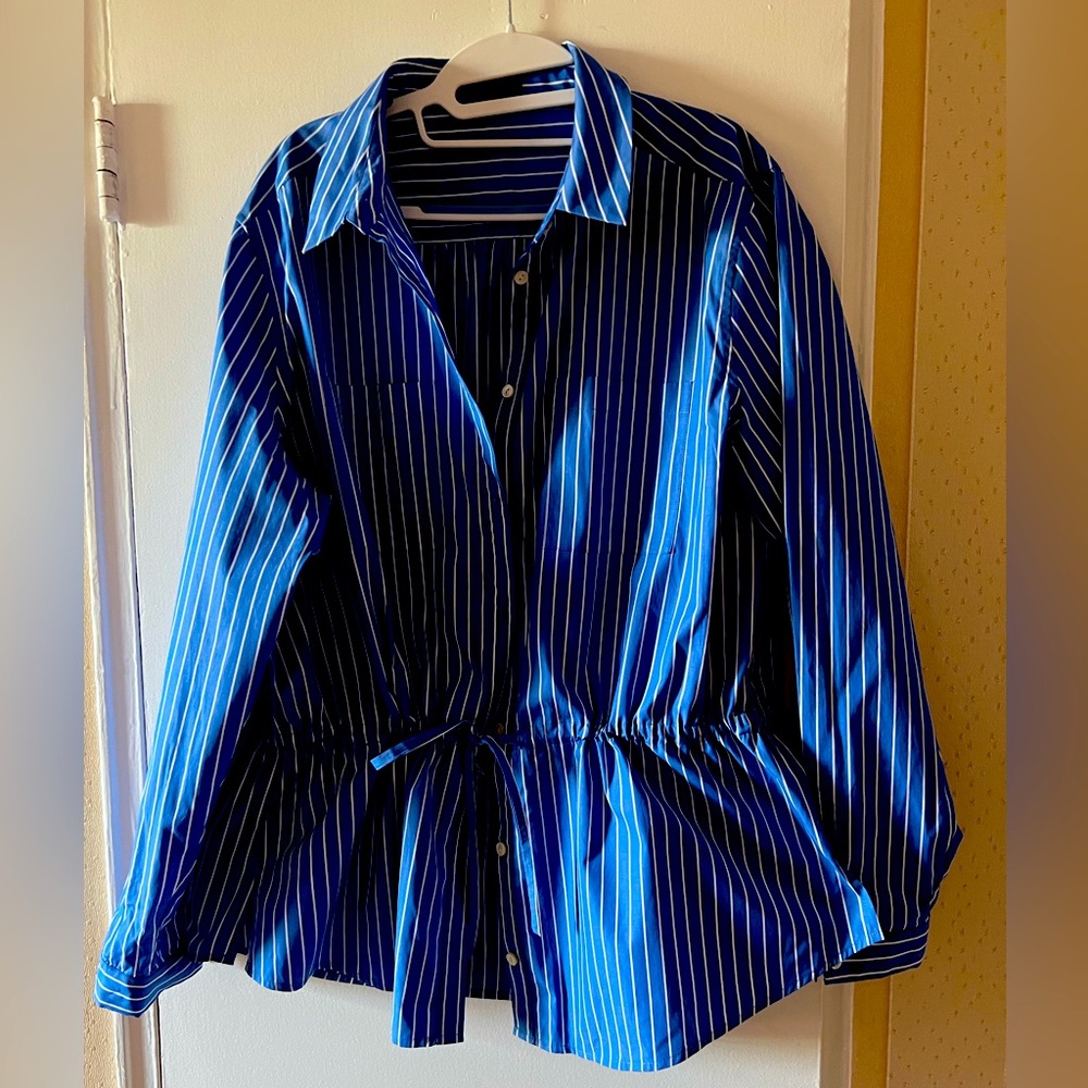 Women’s shirt in stripes (cobalt blue and white), brand new!